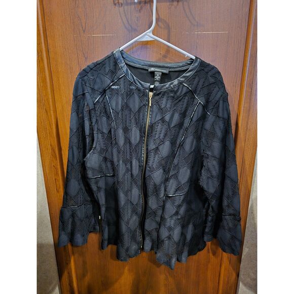 I.N.C Black Lace like Jacket with Gold Accents Sz 3X J-1 - Picture 1 of 4